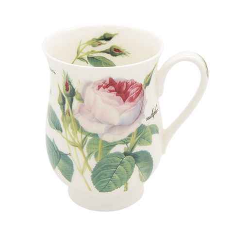 英國Roy Kirkham-浪漫淺玫瑰系列 320ml骨瓷玫瑰牛奶杯 骨瓷杯 馬克杯 水杯