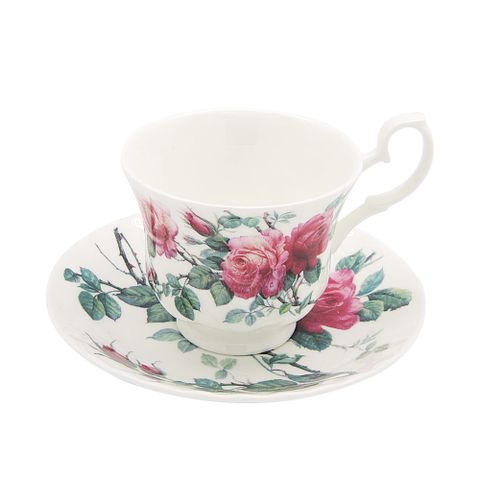 英國Roy Kirkham-英倫玫瑰系列230ml咖啡花茶杯盤組 骨瓷咖啡花茶杯盤組 骨瓷杯盤組 花茶杯 咖啡杯