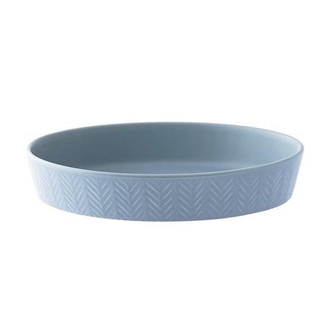 日本 MEISTER HAND 人字橢圓形烤盤L- 藍灰色
