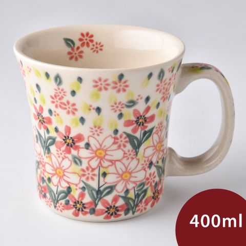 波蘭陶 春日花宴系列 寬口馬克杯 400ml 波蘭手工製