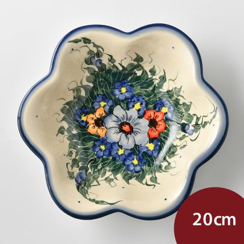 波蘭陶 藤蔓隨花系列 花型深盤 20cm 波蘭手工製