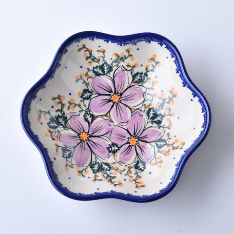 波蘭陶 粉紫私語系列 花型盤(小) 20cm 波蘭手工製