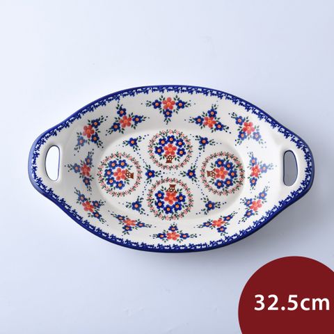 波蘭陶 野莓物語系列 雙耳長形深餐盤 32.5cm 波蘭手工製