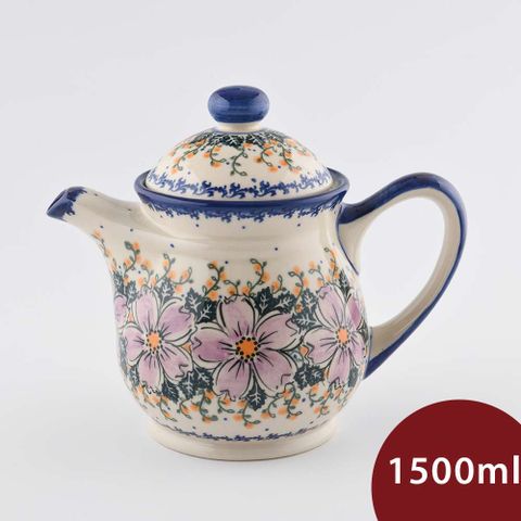 波蘭陶 粉紫私語系列 茶壺 1500ml 波蘭手工製