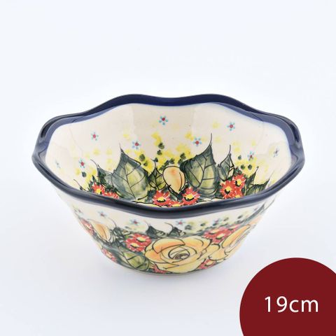 波蘭陶 繁花逸麗系列 沙拉碗 19cm 波蘭手工製