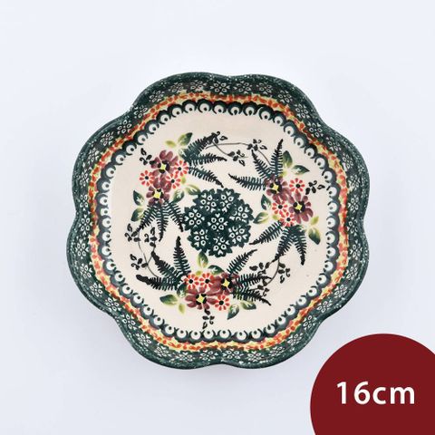 波蘭陶 碧綠幽然系列 波浪淺盤 16cm 波蘭手工製