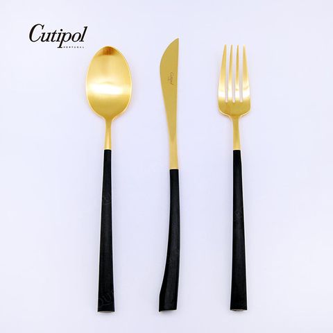 葡萄牙Cutipol-NOOR系列-黑金霧面不鏽鋼-23cm主餐刀叉匙-3件組