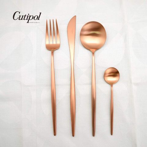 葡萄牙Cutipol-MOON系列-霧銅不銹鋼-21.5cm主餐刀叉匙12cm咖啡匙-4件組