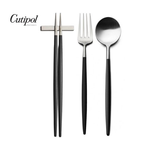 葡萄牙Cutipol GOA系列-黑柄新三件餐具組-叉匙筷