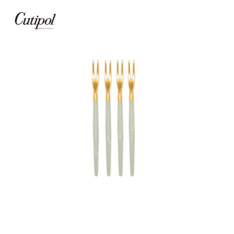 葡萄牙Cutipol GOA 系列-青玉金霧面不銹鋼-11.5cm水果小叉(四入組)