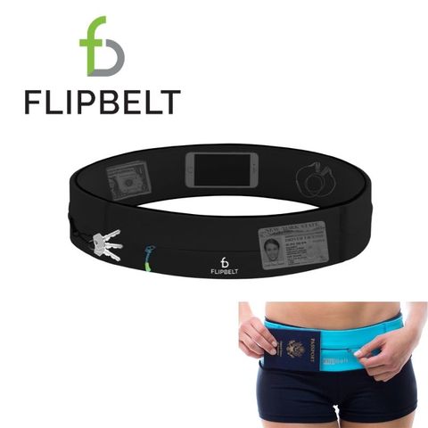 《拉鍊版》美國 FlipBelt 飛力跑運動腰帶-黑色(四色選擇)