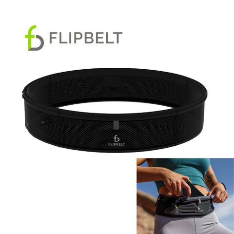 FlipBelt 《空氣版》美國飛力跑運動腰帶-黑色_ 路跑腰包 馬拉松腰包 旅行隱形腰包