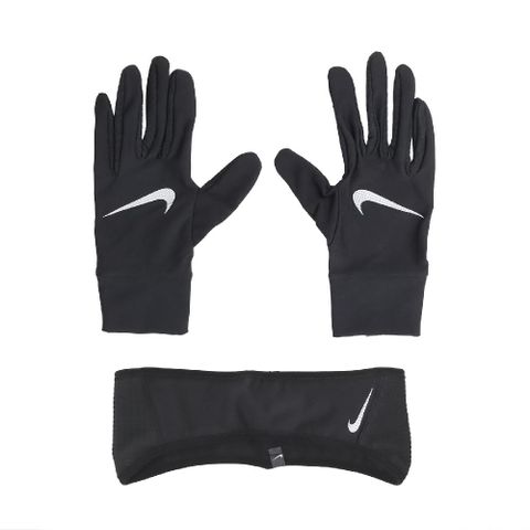 NIKE 耐吉 手套 Essential Running Gloves 女款 黑 白 保暖 可觸控 附頭帶 運動 跑步 運動手套 N1000598-082