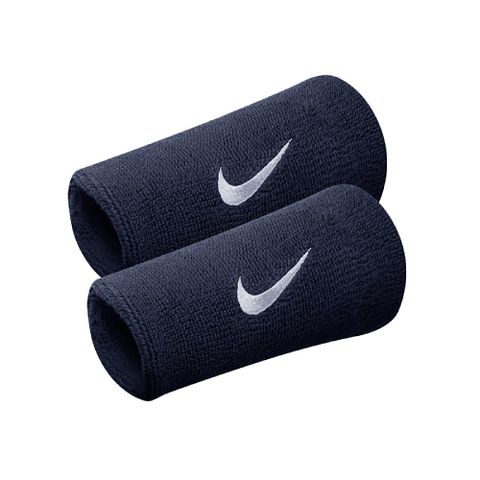 護腕 Swoosh Doublewide Wristbands 藍 白 棉質 吸汗 運動 訓練 護具 NNN0541-6OS