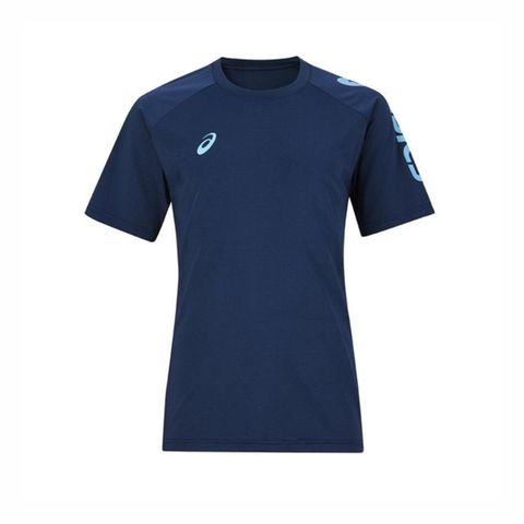 Asics [K12047-400] 男女 短袖 上衣 T恤 運動 慢跑 訓練 反光 吸濕 快乾 舒適 亞瑟士 深藍