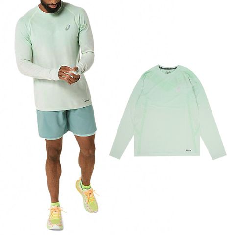 Asics 亞瑟士 長袖 Actibreeze Long Sleeve Tee 男款 綠 無縫 運動 跑步上衣 2011C394302