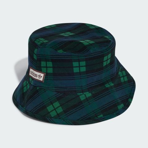 ADIDAS 愛迪達 TARTAN BUCKET 漁夫帽 男女款 運動帽 格紋 藍綠色-IY1543