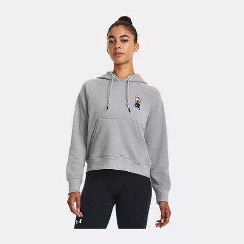 【UNDER ARMOUR】HWT Terry Rose連帽長袖套頭衫 女 帽T 灰色-1379834-011