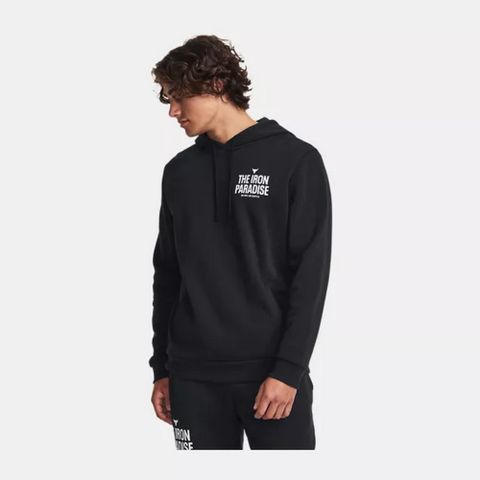 【UNDER ARMOUR】Pjt Rock Rival Fleece 連帽長袖套頭衫 男 巨石強森 帽T 黑色-1380107-001