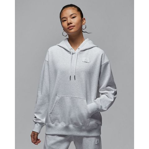 【NIKE】AS W J FLT FLC FT PO 24 女 連帽上衣 灰白-HJ1312051