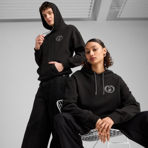 【PUMA】HP系列圖樣長厚連帽T恤(N) 連帽上衣 男女 哈利波特 黑色-63009301