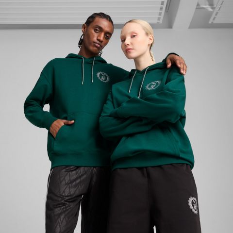 【PUMA】HP系列圖樣長厚連帽T恤(N) 連帽上衣 男女 哈利波特 綠色-63009360