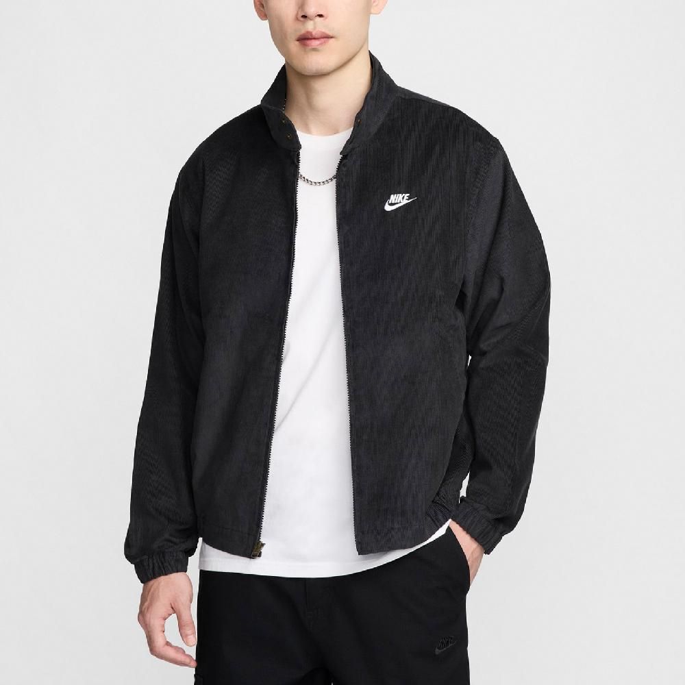 NIKE 耐吉 外套 NSW Club Harrington 男款 黑 立領 燈芯絨 刺繡 夾克 風衣 FZ0632-010