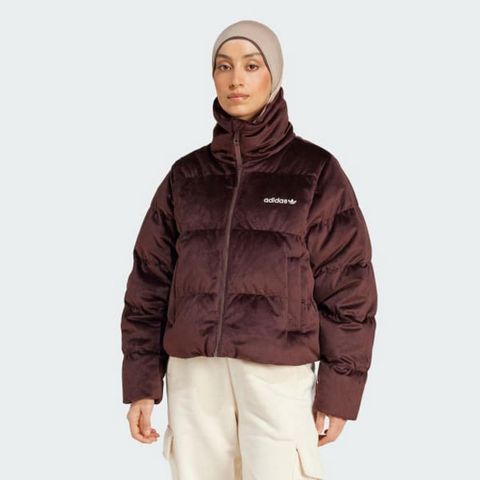 adidas 愛迪達 VELVET DOWN JKT 羽絨外套 女 立領 保暖 咖啡色-IW8437