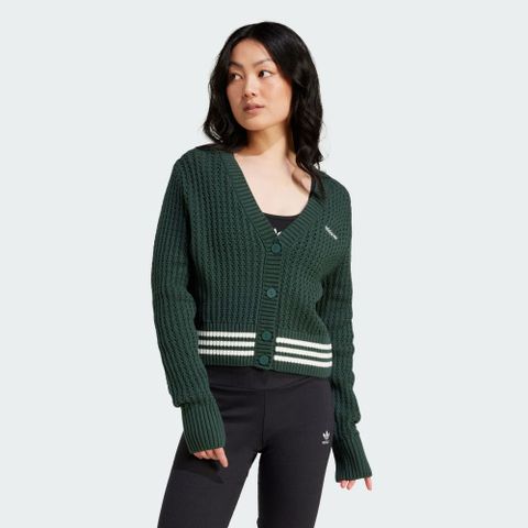 adidas 愛迪達 CARDIGAN 休閒外套 女 針織外套 綠色-IX1046