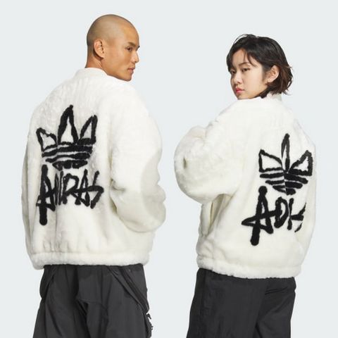 adidas 愛迪達 N FUR JKT U 休閒外套 男女款 夾克 毛毛 保暖 白色-JD3777