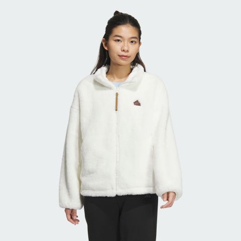 【ADIDAS】MW REV FUR JKT 休閒外套 女 雙面穿 立領 毛毛 白色-JX6836