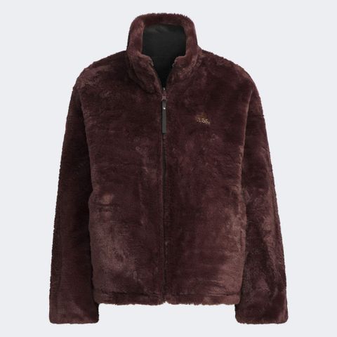 ADIDAS 愛迪達 MW REV FUR JKT 休閒外套 女 雙面穿 立領 毛毛 咖啡色-JX6837