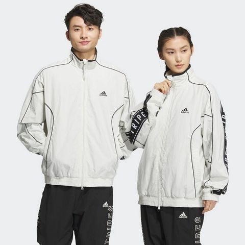 adidas 愛迪達 WORD WOVEN JKT 休閒外套 男女款 立領 運動外套 白色-JH1025