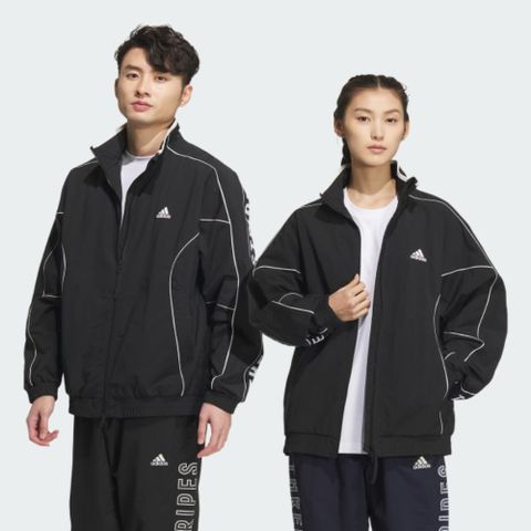 【ADIDAS】WORD WOVEN JKT 休閒外套 男女款 立領 運動外套 黑色-JH1023