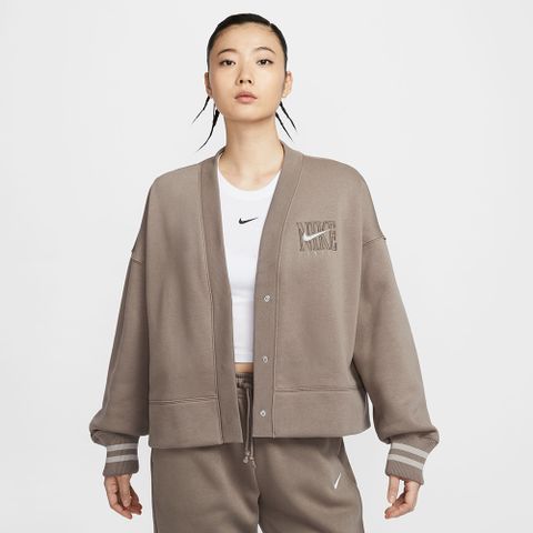【NIKE】AS W NSW PHNX FLC OOS GX CRDGN 女 休閒外套 棕色-HJ0947233