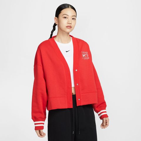 【NIKE】AS W NSW PHNX FLC OOS GX CRDGN 女 休閒外套 紅色-HJ0947657