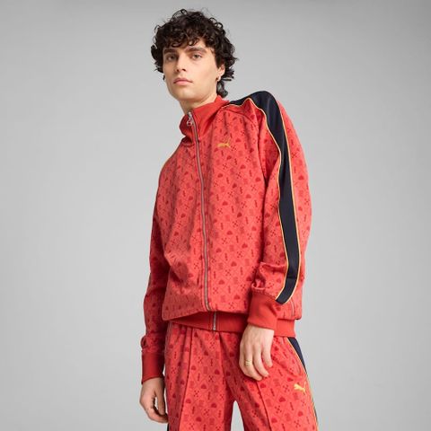 【PUMA】流行系列Unity立領外套(M) 休閒外套 男 紅黑色-62959515