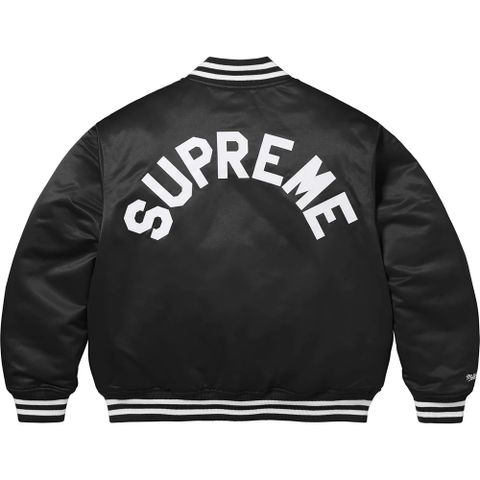 x Mitchell&Ness FW24 Week12 Satin Varsity Jacket 棒球外套 黑 紅 聯名 外套