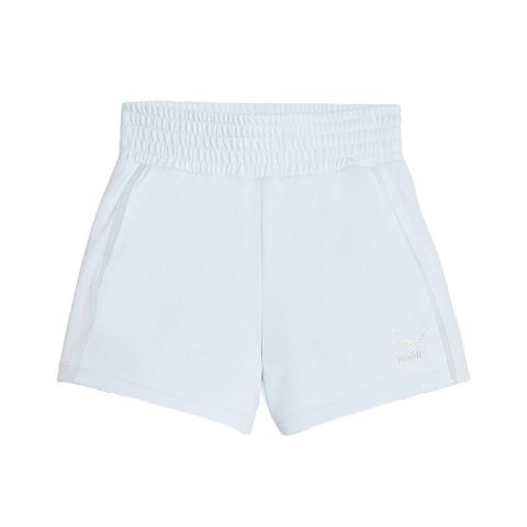 短褲 T7 High Waist Shorts 女款 藍 高腰 寬版 62218469
