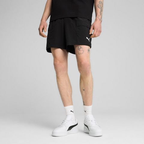 PUMA 流行系列ESS工裝6吋短風褲(M) 男 黑色_62965601