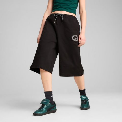 【PUMA】HP系列14吋過膝短褲(F) 短褲 女 哈利波特 黑色-63009801