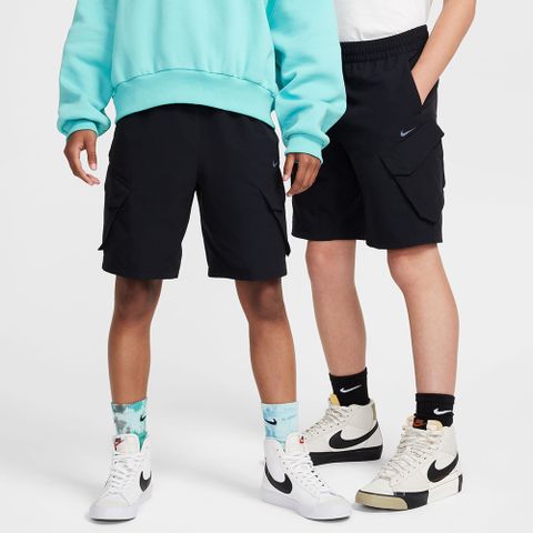 【NIKE】K NSW CITY UTILITY CARGO SHORT 中 短褲 黑色-FZ4903010