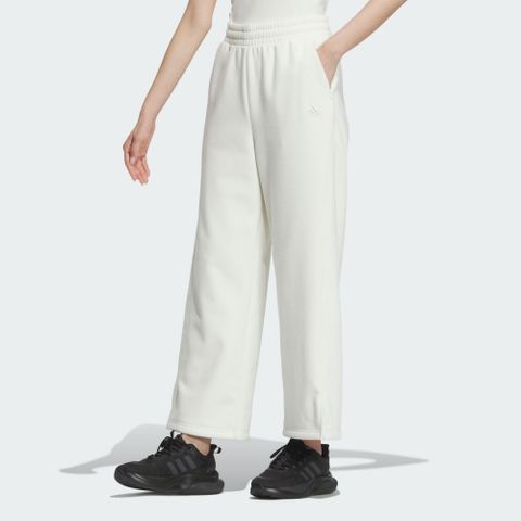 adidas 愛迪達 LOUNGE WARM PNT 長褲 女 闊腿褲 側排扣 深藍色-JJ1123
