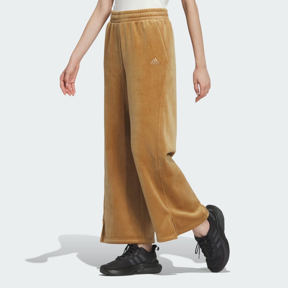 adidas 愛迪達 LOUNGE WARM PNT 長褲 女 寬鬆 棕色-JJ1125