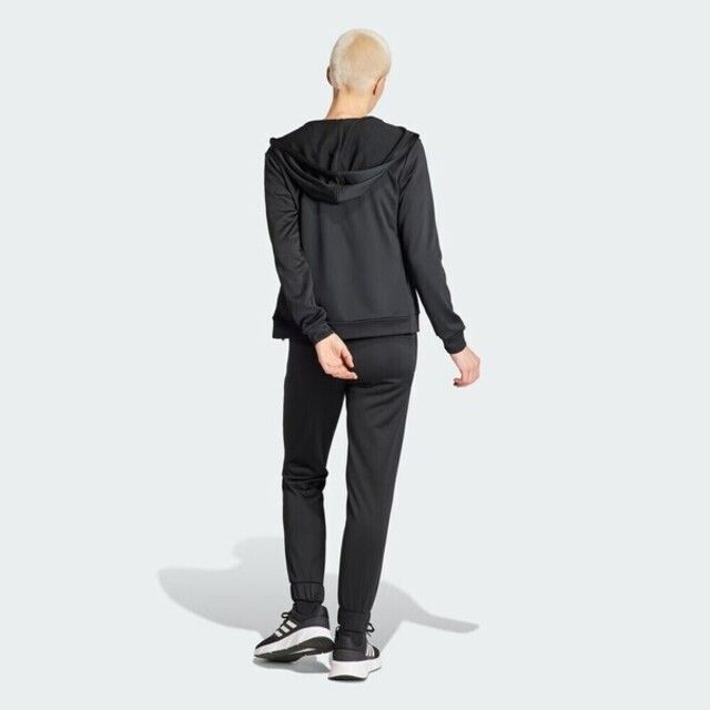 adidas 愛迪達 Adidas W Linear TS HZ2258 女 運動套裝 連帽外套+長褲 休閒 黑