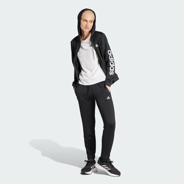 adidas 愛迪達 Adidas W Linear TS HZ2258 女 運動套裝 連帽外套+長褲 休閒 黑