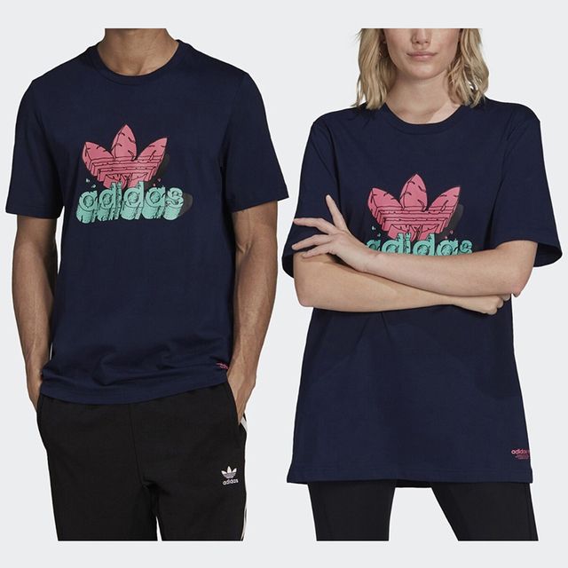 ADIDAS 愛迪達  5 AS TEE [H13480] 男女 短袖上衣 T恤 國際版 純棉 舒適 寬鬆 情侶穿搭 深藍