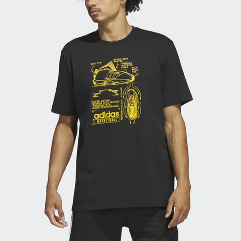 Adidas FTW LINK 3 [IA3265] 男 短袖 上衣 T恤 亞洲版 運動 籃球 休閒 手繪圖棉T 黑黃