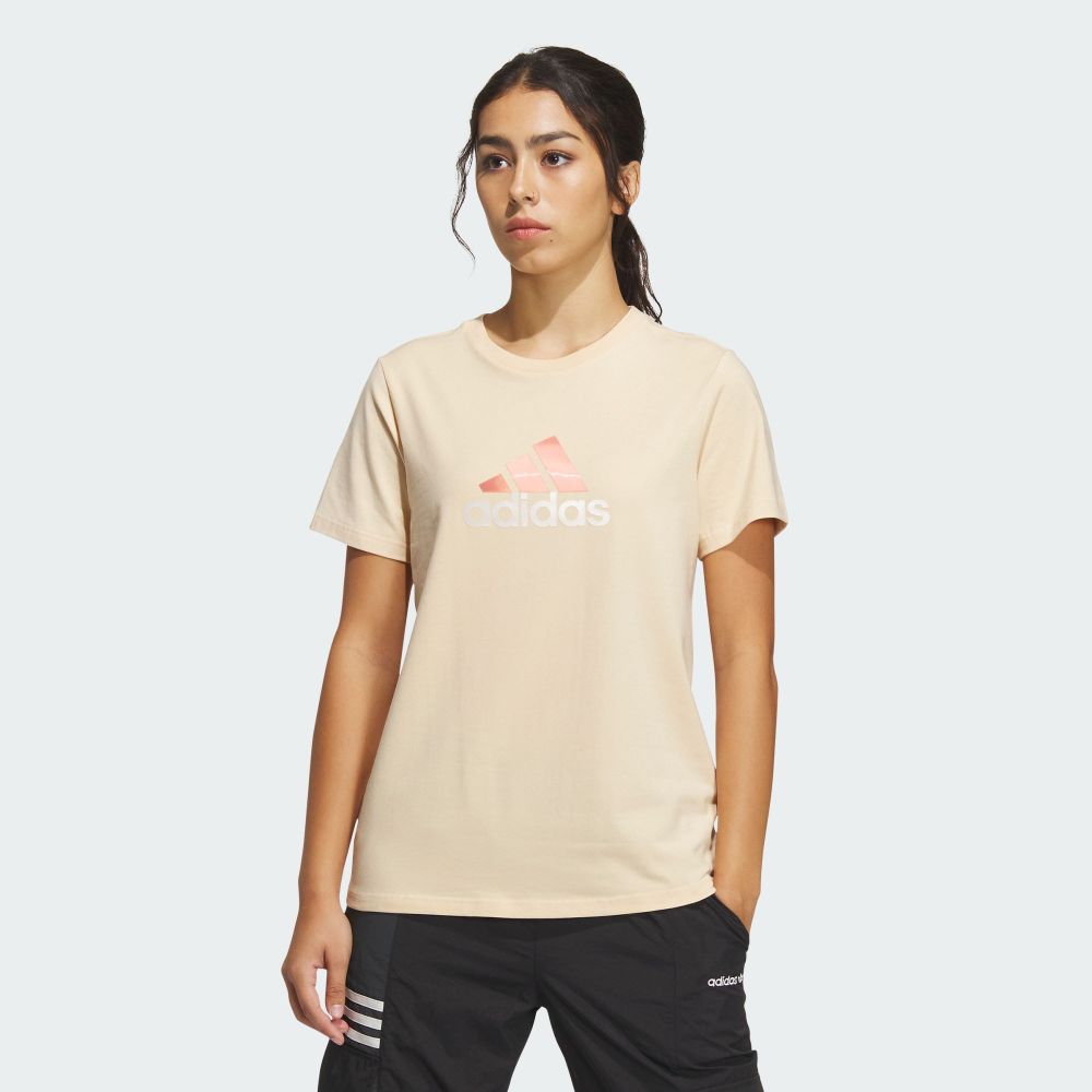 ADIDAS 愛迪達 MH BOS TEE 2 上衣 短袖 短T 米黃 女 運動 IM8890