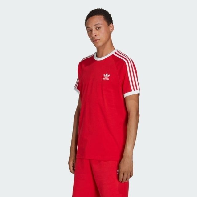 adidas Originals Adidas 3-Stripes Tee IA4852 男 短袖 上衣 T恤 運動 休閒 復古 撞色 三葉草 紅白